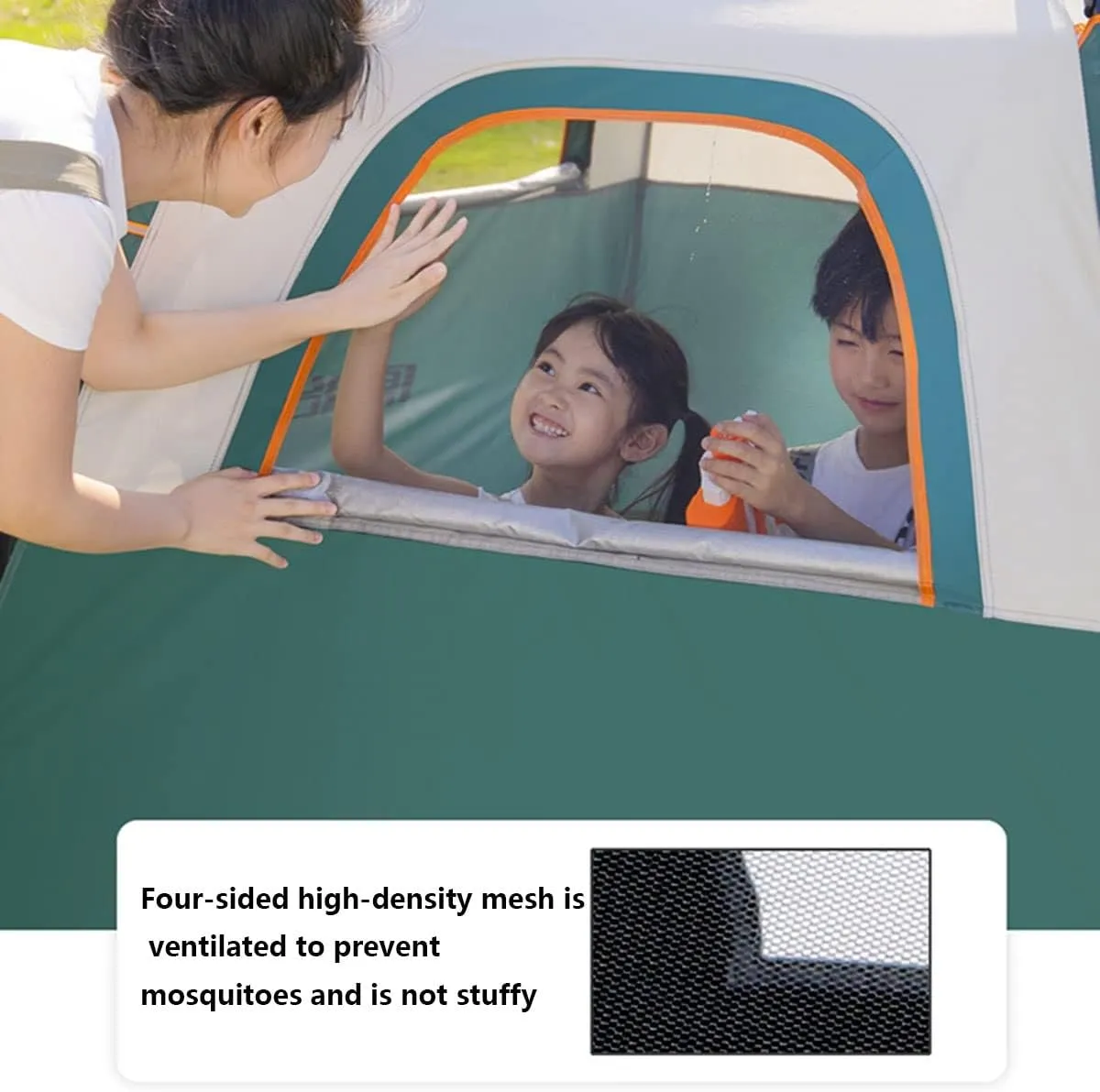 Pop-Up Camping Tent 3-4Person Tent Family Tents for Camping Water Resistance Lightweight Durable Durable Fiberglass Poles Includes Tent Stakes ( Color : Blue , Size : 34 people 240*210*135cm )
