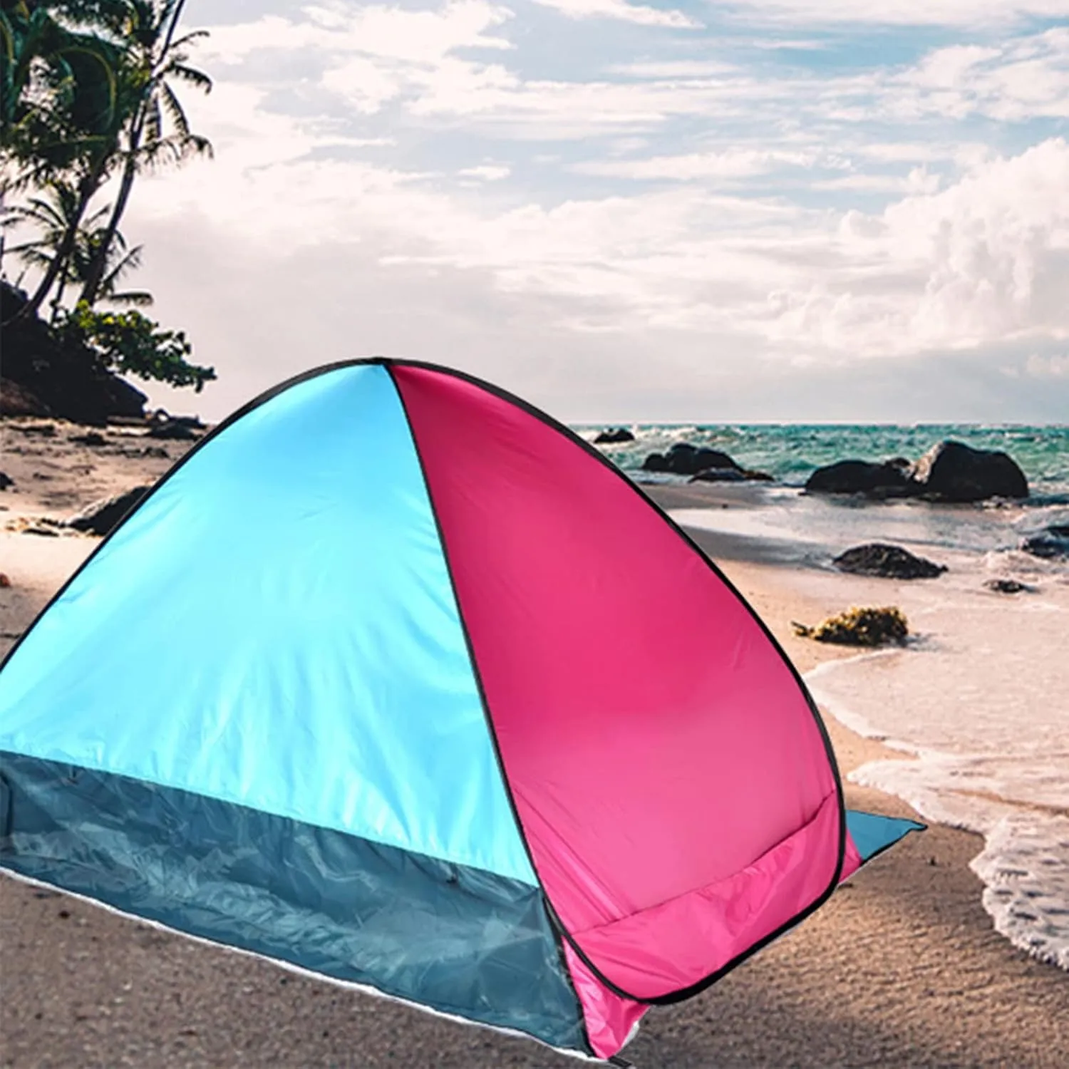 Pop Up Camping Tent Lightweight Beach Tent 3-4 Person Instant Outdoor Portable Sun Shelter for Outdoor Garden Beach Hiking