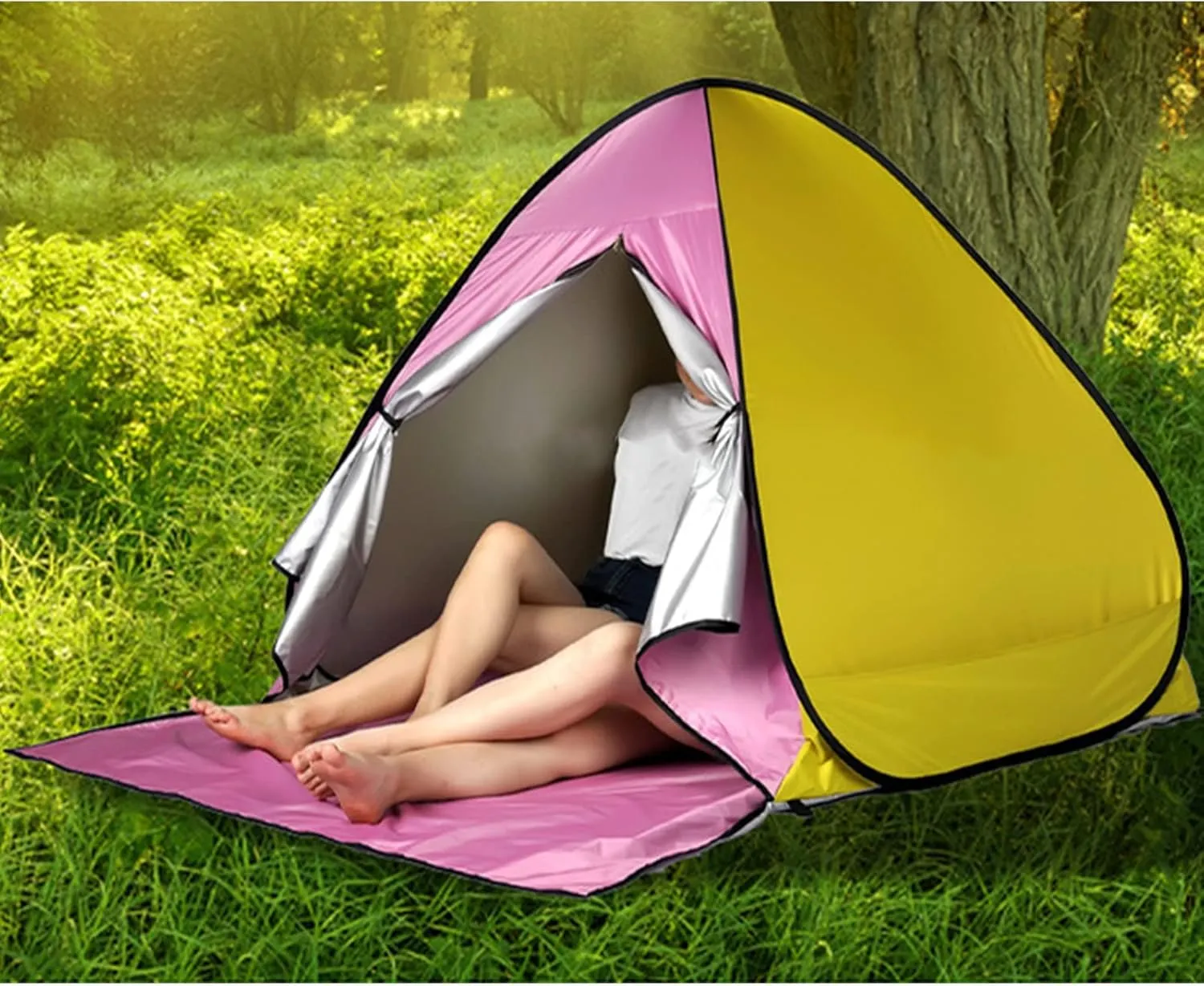 Pop Up Camping Tent Lightweight Beach Tent 3-4 Person Instant Outdoor Portable Sun Shelter for Outdoor Garden Beach Hiking