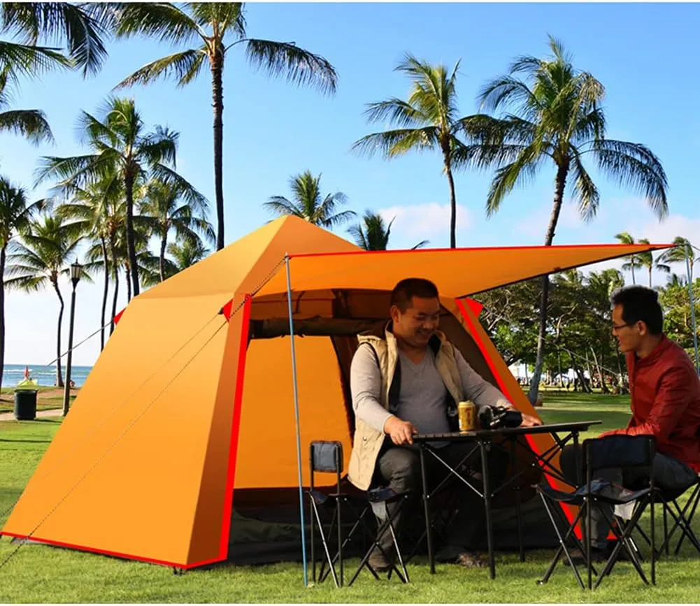 Pop Up Tent Family Camping Tent 3-4 Person Portable Tent Automatic Tent Waterproof Windproof for Camping Hiking Mountaineering (Yellow 3)