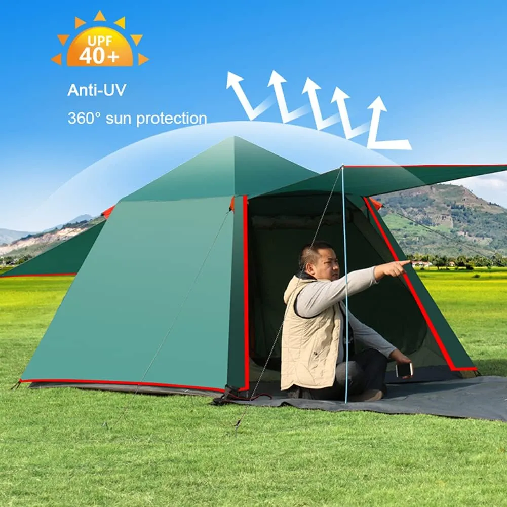 Pop Up Tent Family Camping Tent 3-4 Person Portable Tent Automatic Tent Waterproof Windproof for Camping Hiking Mountaineering (Yellow 3)