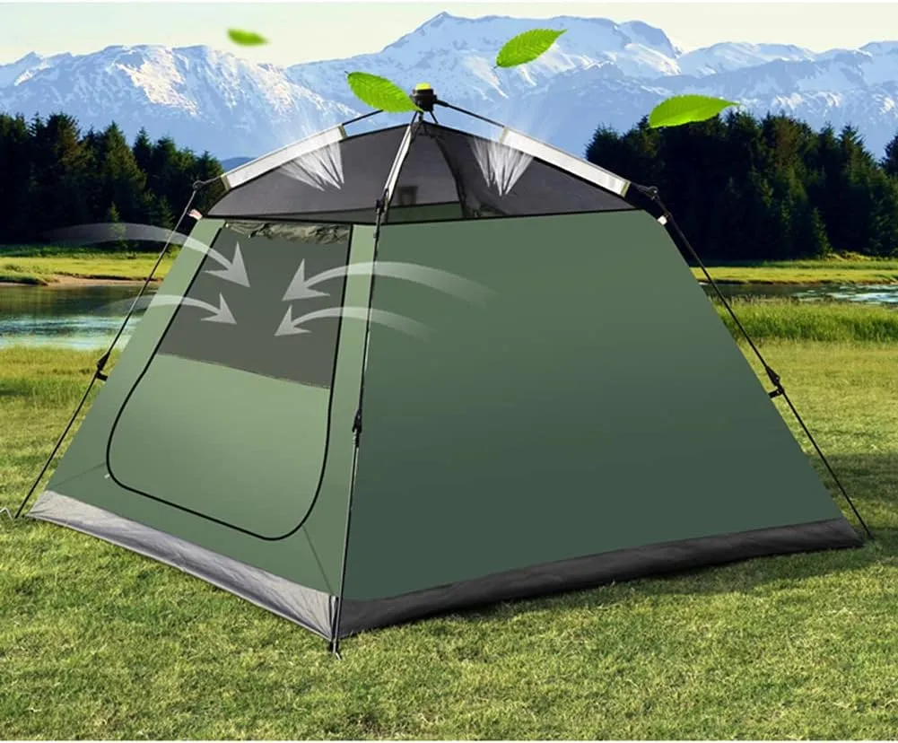 Pop Up Tent Family Camping Tent 3-4 Person Portable Tent Automatic Tent Waterproof Windproof for Camping Hiking Mountaineering (Yellow 3)