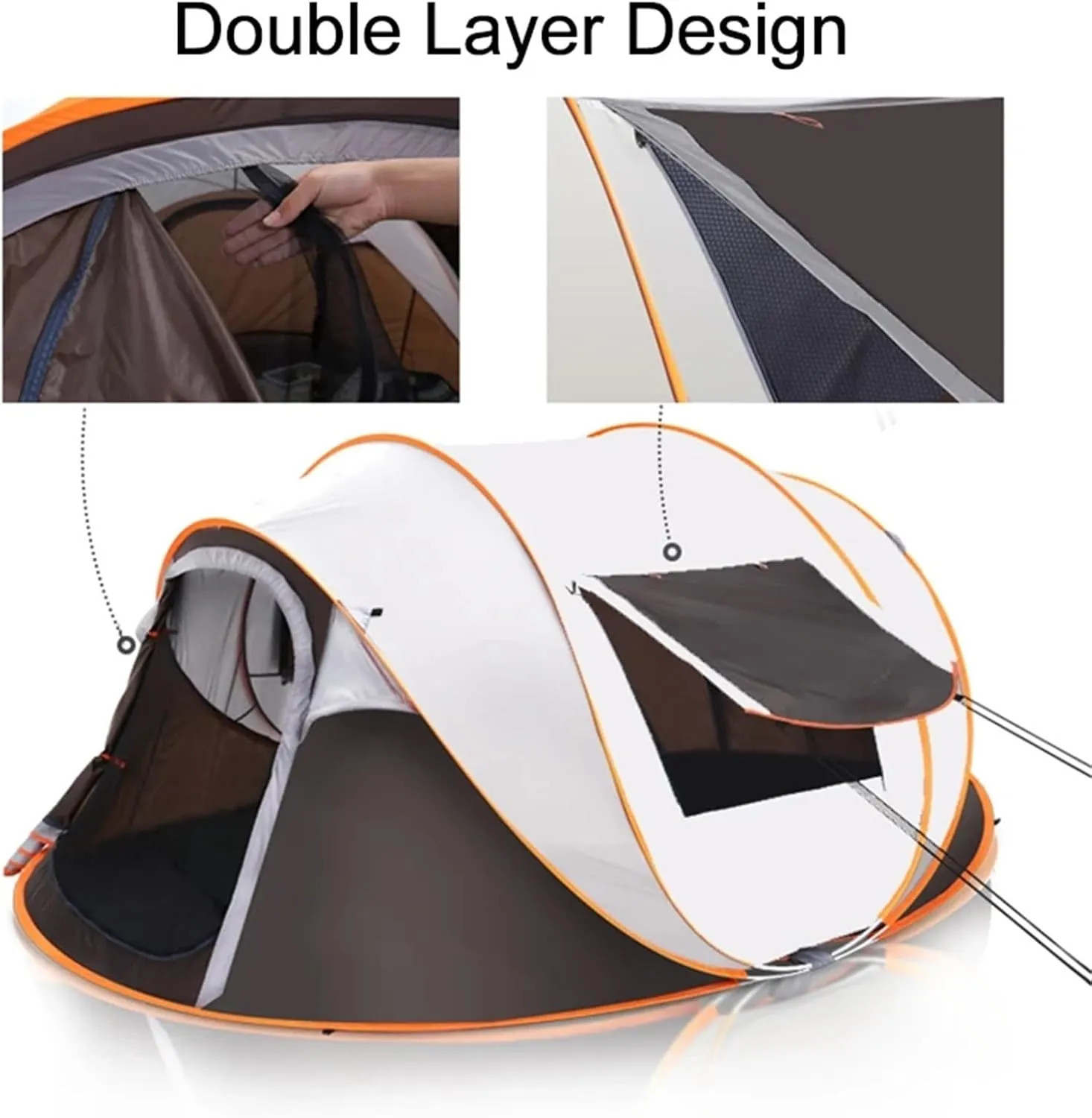 Pop Up Tents 3 4 Person Family Outdoor Automatic Camping Tent Instant Setup Tent 4 Season Windproof Waterproof Dampproof Portable Pop up Tent Adult Pop Up Tent(Green,Large)