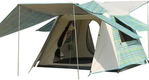 Pop Up Tents with Porch for Camping Waterproof Instant Tent 3-4 Person Double Layer for Family Automatic Tent Easy Setup for Camping Hiking Mountaineering Beach