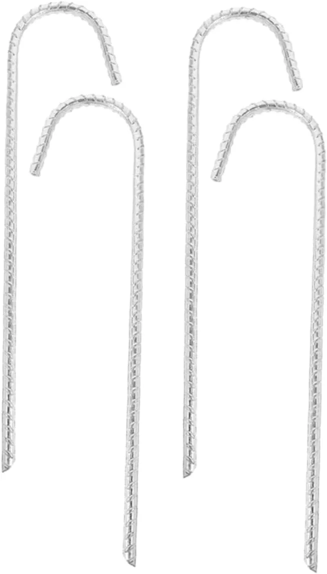POPETPOP 4Pcs Heavy Duty Tent Stakes Thick Ground Pegs for Tough Terrains Secure Tents and Mud Essential Camping Tool for