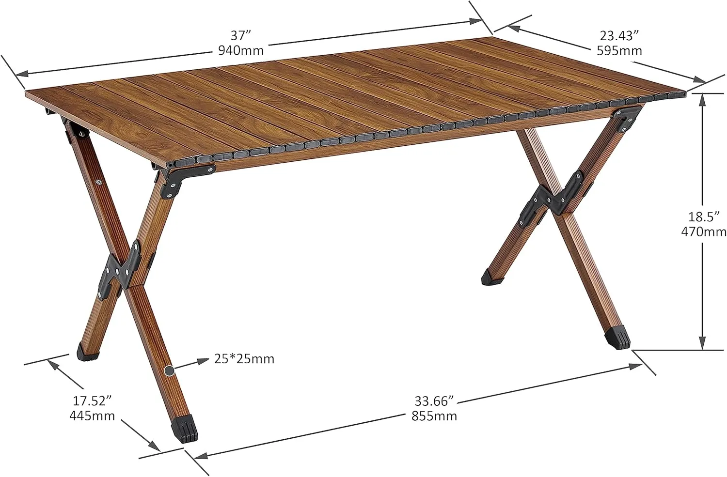 Portable 3-Piece Folding Outdoor Table and Chairs Set - Lightweight Aluminum Roll-up Camping Picnic Table with Two Chairs, Perfect for Camping, Picnics, and Outdoor Activities - Brown/Beige