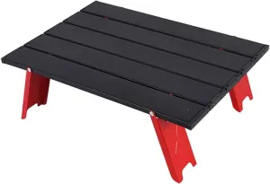 Portable Beach Table Aluminum Ultralight Folding Camping Table，Backpacking Mini Small Folding Camping Side Table for Camp, Portable Table for Outdoor Picnic (Color : Red)