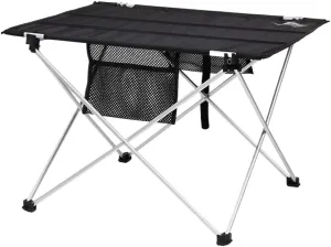 Portable Beach Table Camping Folding Table Aluminum Alloy Folding Portable Picnic Camping Table with Aluminum Legs Roll Up Table Folding Camping Table (Color : Black, Size : 75 * 55 * 52cm)