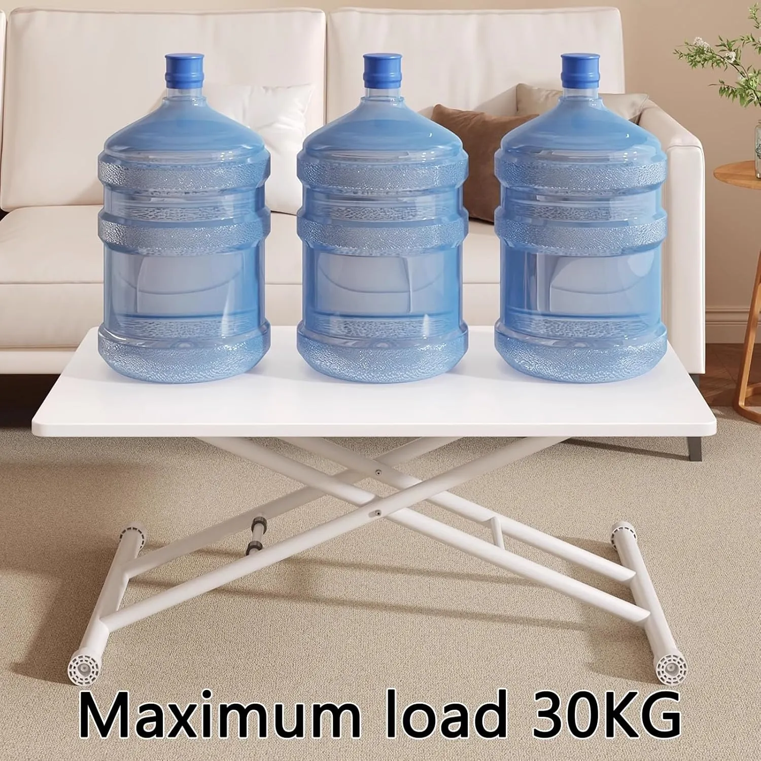 Portable Camping Side Table, Adjustable Height Folding Table, Lightweight Beach Tables, Steel Bracket Roll-up Tables for Outdoor, Picnic, BBQ, Cooking(White,100x60cm)