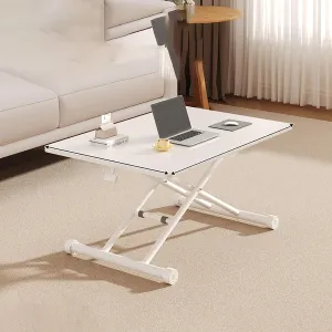 Portable Camping Side Table, Adjustable Height Folding Table, Lightweight Beach Tables, Steel Bracket Roll-up Tables for Outdoor, Picnic, BBQ, Cooking(White,100x60cm)