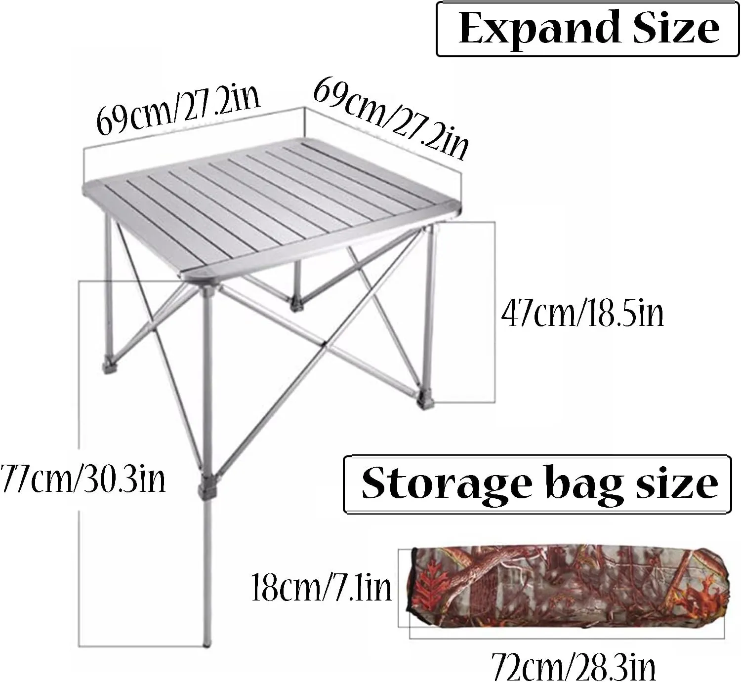 Portable Camping Table Aluminum Alloy Picnic Table Adjustable Height Camping Single Table with Carry Bag for Camping Hiking