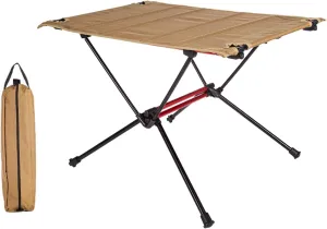 Portable Camping Table, Aluminum Folding Table Ultralight Camp Table Prefect for Outdoor, Picnic, BBQ, Festival, Beach, Home Garden Use - Khaki