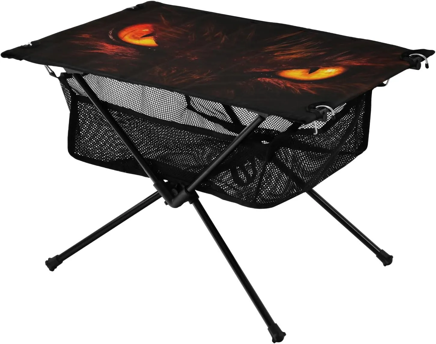Portable Camping Table Foldable with Mesh Storage Lightweight Compact Camp Tent Side Table for Outside,Camping,Hiking,Tailgating,Dragon's Eyes