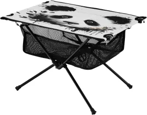 Portable Camping Table Foldable with Mesh Storage Lightweight Compact Camp Tent Side Table for Outside,Camping,Hiking,Tailgating,Panda