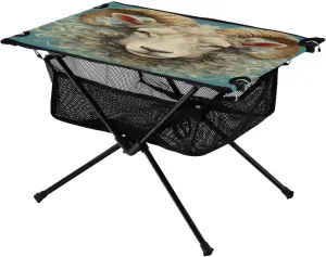 Portable Camping Table Foldable with Mesh Storage Lightweight Compact Camp Tent Side Table for Outside,Camping,Hiking,Tailgating,Sheep