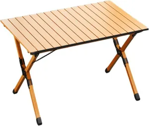 Portable Camping Table, Metal Folding Table, Small Compact Picnic Table, Garden Table, Lightweight Wood Grain Roll Up Table for Outdoor, Beach, Picnic, Backyards, BBQ and Party (Size : 90cm