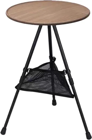 Portable Camping Table, Round Folding Table, Small Lightweight Outdoor Table with Adjustable Height and mesh Bag for Camping, Barbecue, Picnic, Beach, Fishing, Hiking or Indoor use(Khaki)