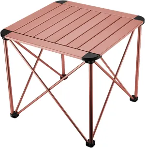 Portable Camping Table Ultralight Aluminum Lightweight Folding Beach Table Camp for Camping Hiking Outdoor Fishing,Champagne Brown