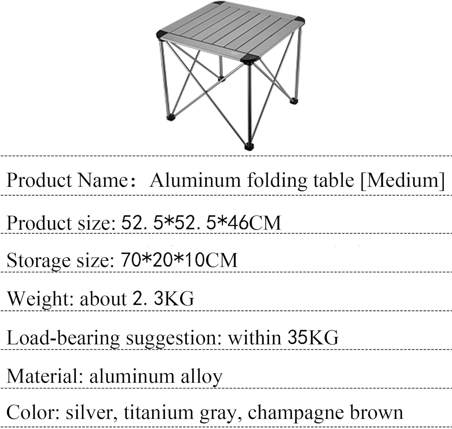 Portable Camping Table Ultralight Aluminum Lightweight Folding Beach Table Camp for Camping Hiking Outdoor Fishing,Champagne Brown