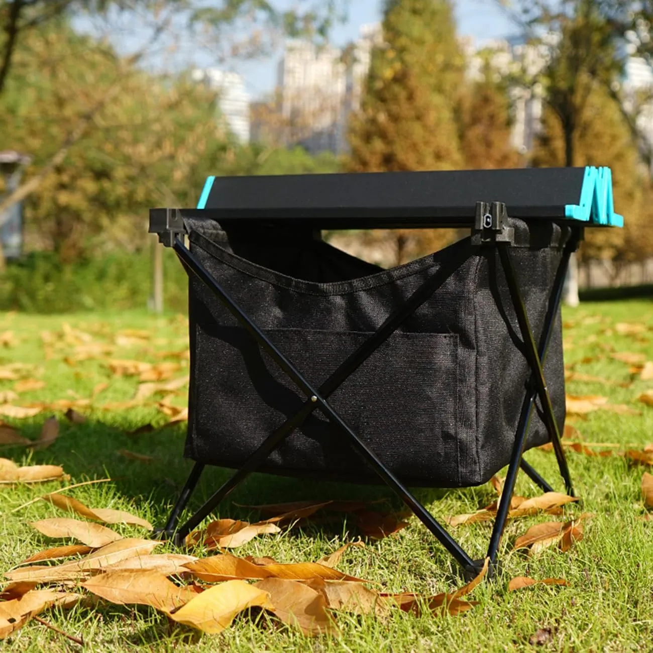 Portable Camping Table Ultralight Small Aluminum Camp Table with Storage Bag Folding Beach Table for Camping Hiking Backpacking Outdoor Picnic,Black,S