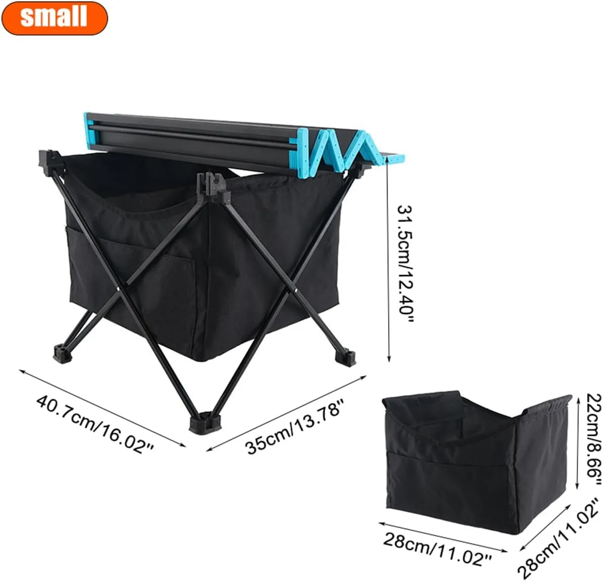 Portable Camping Table Ultralight Small Aluminum Camp Table with Storage Bag Folding Beach Table for Camping Hiking Backpacking Outdoor Picnic,Black,S