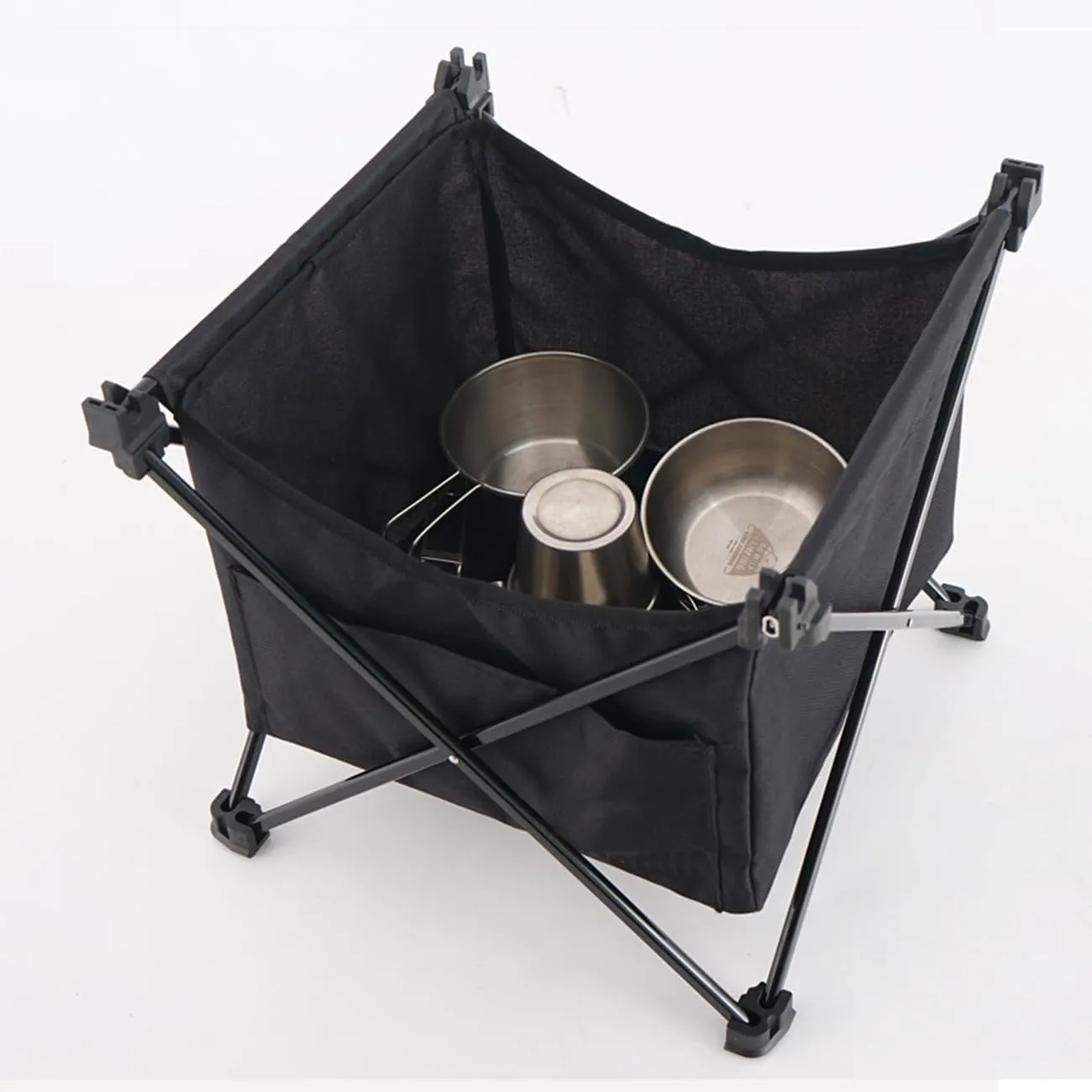 Portable Camping Table Ultralight Small Aluminum Camp Table with Storage Bag Folding Beach Table for Camping Hiking Backpacking Outdoor Picnic,Black,S