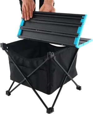 Portable Camping Table Ultralight Small Aluminum Camp Table with Storage Bag Folding Beach Table for Camping Hiking Backpacking Outdoor Picnic,Black,S