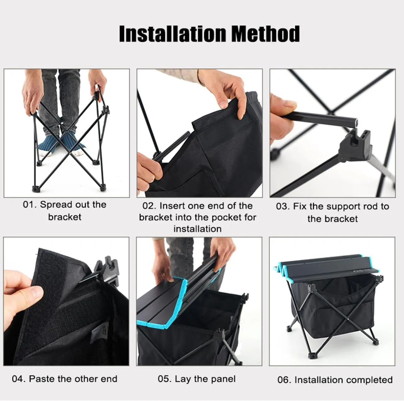 Portable Camping Table Ultralight Small Aluminum Camp Table with Storage Bag Folding Beach Table for Camping Hiking Backpacking Outdoor Picnic,Black,S