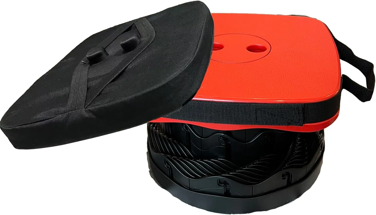 Portable Collapsible Stool Set - Heavy Duty Square Collapsible Stool   Thick Seat Cushion - 550lbs Load Capacity for Camping Travel Picnic Gardening (Red/Black)