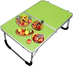 Portable Computer Desk BBQ Function Aluminum Alloy Folding Table for Outdoor Park Camping Green Lightweight