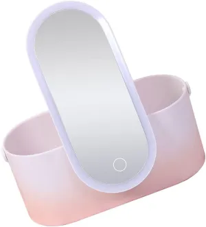 Portable Cosmetic Container with Led Lighted Mirror Makeup Box Organizer for Travel and Home Use Sturdy Abs Material for Friends Gradient