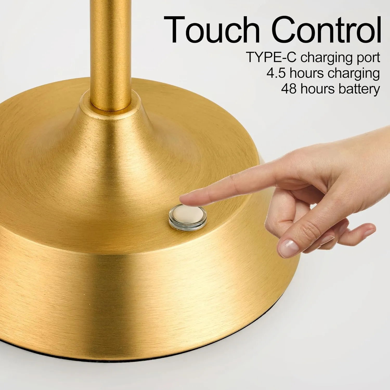 Portable Dimmable Desk Lamp LED Cordless Gold Table Lamp Battery Powered Touch Control Table Lamp for Dining RoomBedroom Bar Camping Balcony.(LED Bulb Included)