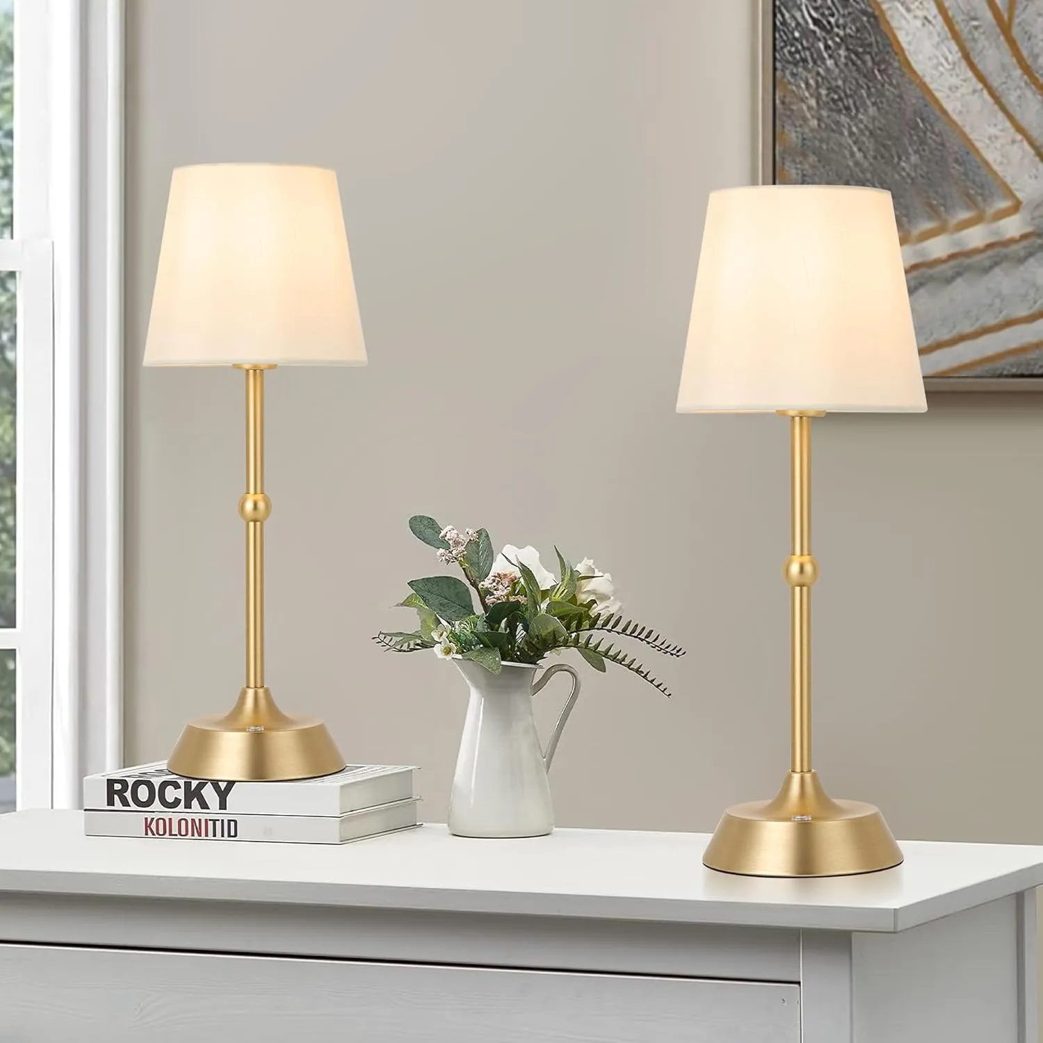 Portable Dimmable Desk Lamp LED Cordless Gold Table Lamp Battery Powered Touch Control Table Lamp for Dining RoomBedroom Bar Camping Balcony.(LED Bulb Included)