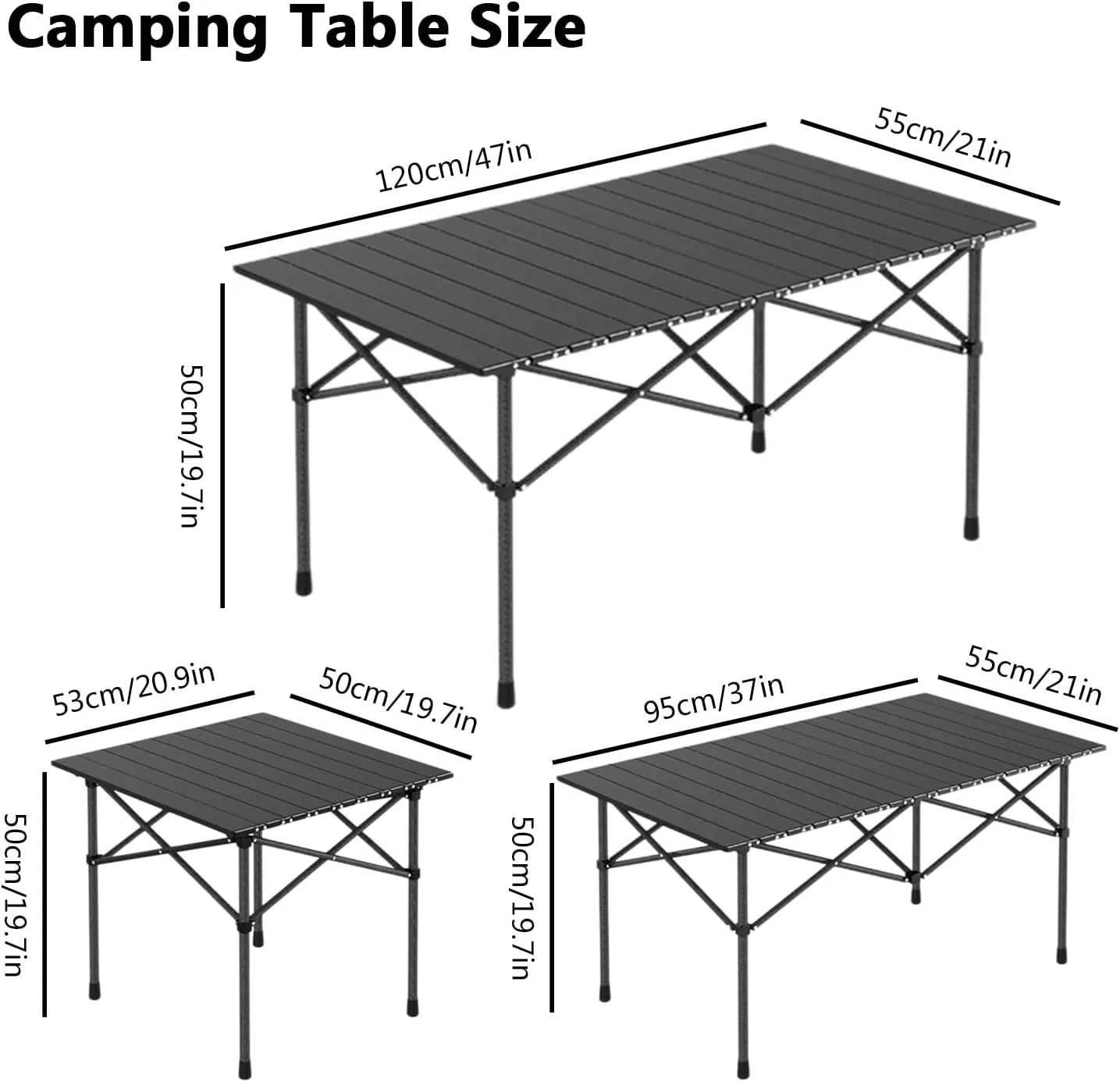 Portable Folding Camping Table, Roll-Up Aluminum Table with Carry Bag, Compact and Lightweight Design for Beach, Travel, and Outdoor Cooking Wood Color 50×53×50cm/19.7×20.9×19.7in