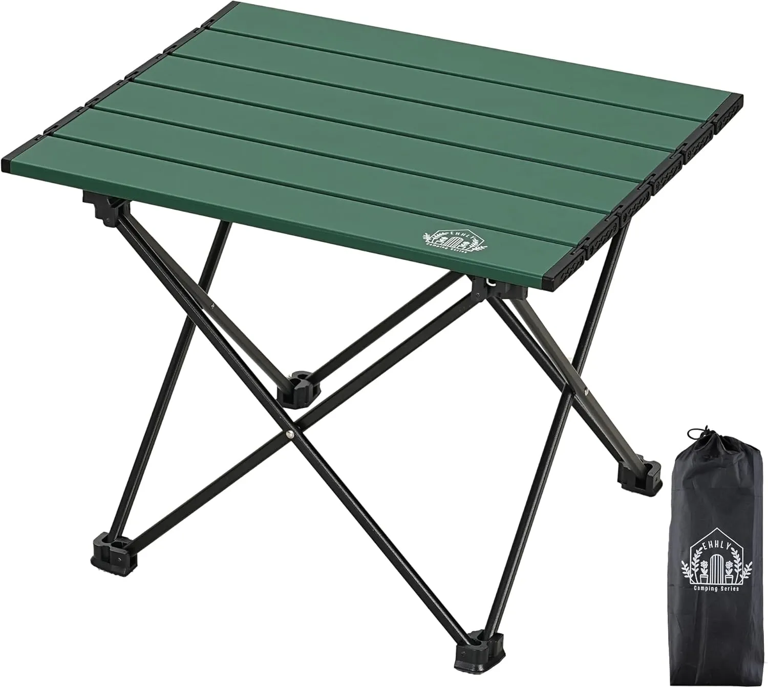 Portable Folding Camping Table, Small Compact Aluminum Beach Picnic Table, Lightweight Collapsible Outdoor Camp Tables That Folds & Rolls Up, Beach Gear Essentials Camp Accessories, Sylvan Green