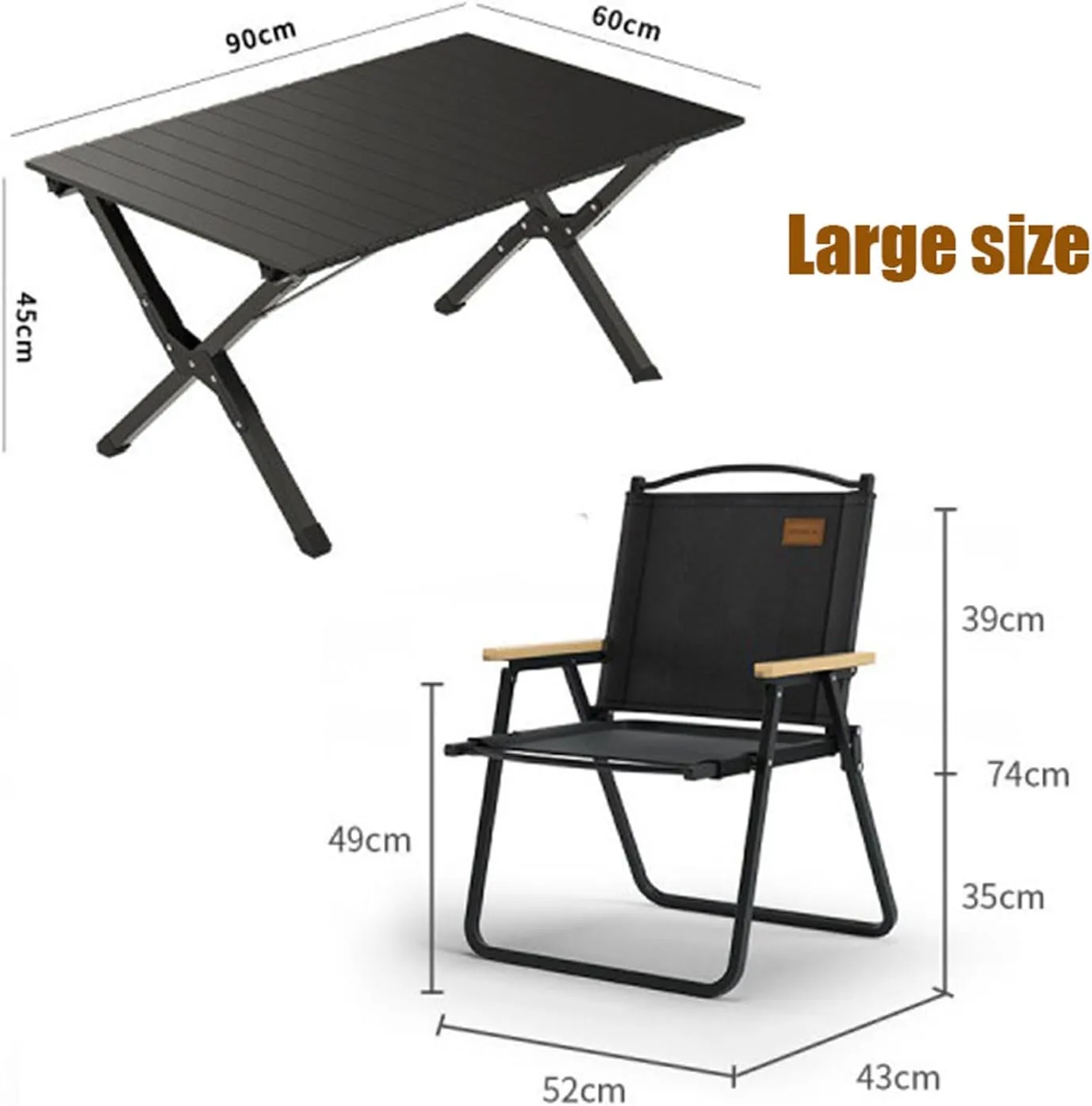 Portable Folding Picnic Table Set with Aluminum Roll up Backpacking Table Set of 3 Lightweight Camping Table for Indoor Outdoor Use