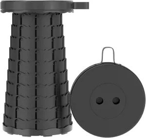 Portable Folding Stool,Portable Telescoping Stool for Adults Lightweight Retractable Telescopic Stool Sturdy Adjustable Camping Chair Fishing Hiking Travel BBQ-Black