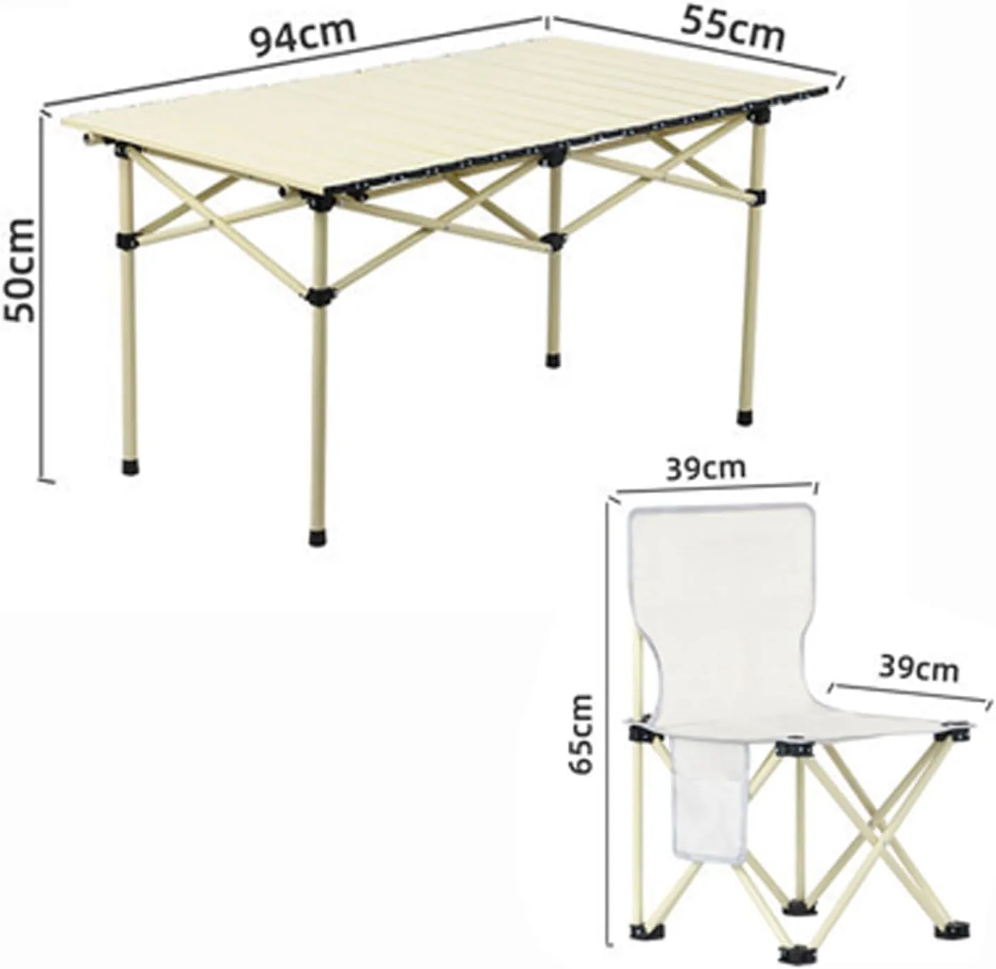Portable Folding Table and airs, Aluminum Alloy Roll-up Table Top Folding Camping Table Lightweight Collapsible Picnic air for Outdoor Garden BBQ