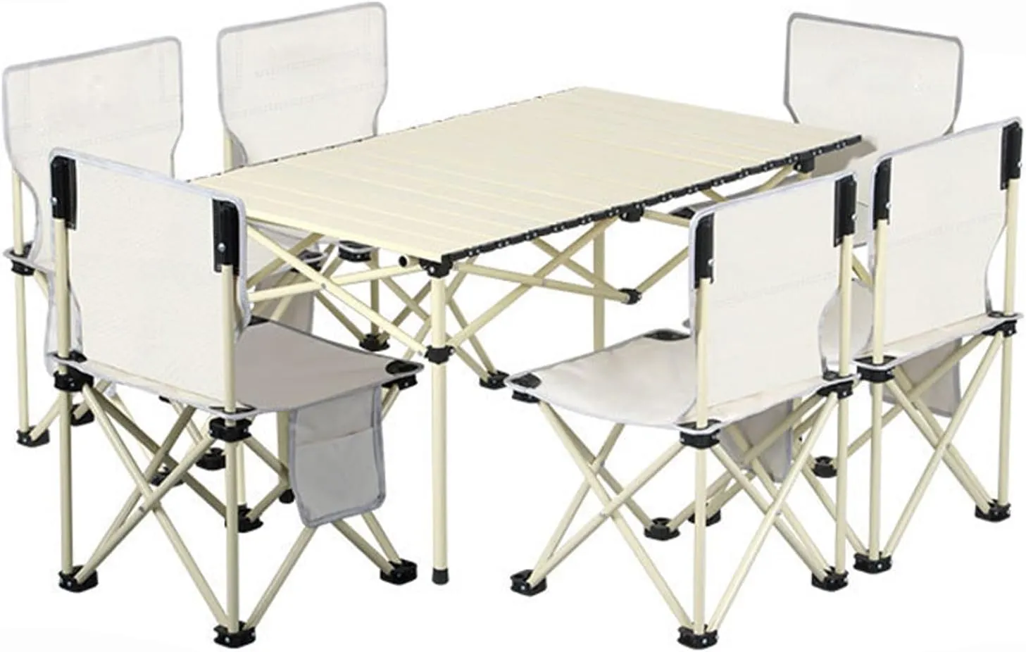 Portable Folding Table and airs, Aluminum Alloy Roll-up Table Top Folding Camping Table Lightweight Collapsible Picnic air for Outdoor Garden BBQ