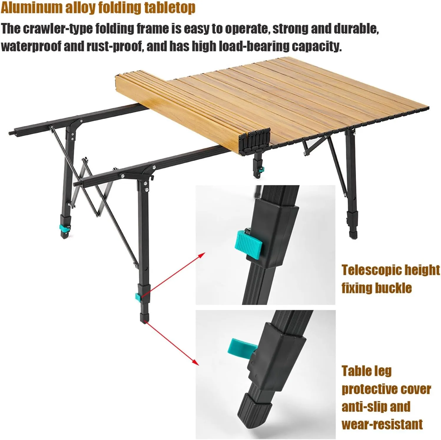 Portable Folding Table Camping Chair Set, Foldable Camping Table Height Adjustable Camp Table Ultralight Outdoor Table Chairs with Bag for Picnic Fishing Backyard