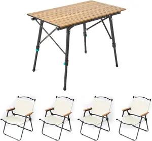 Portable Folding Table Camping Chair Set, Foldable Camping Table Height Adjustable Camp Table Ultralight Outdoor Table Chairs with Bag for Picnic Fishing Backyard