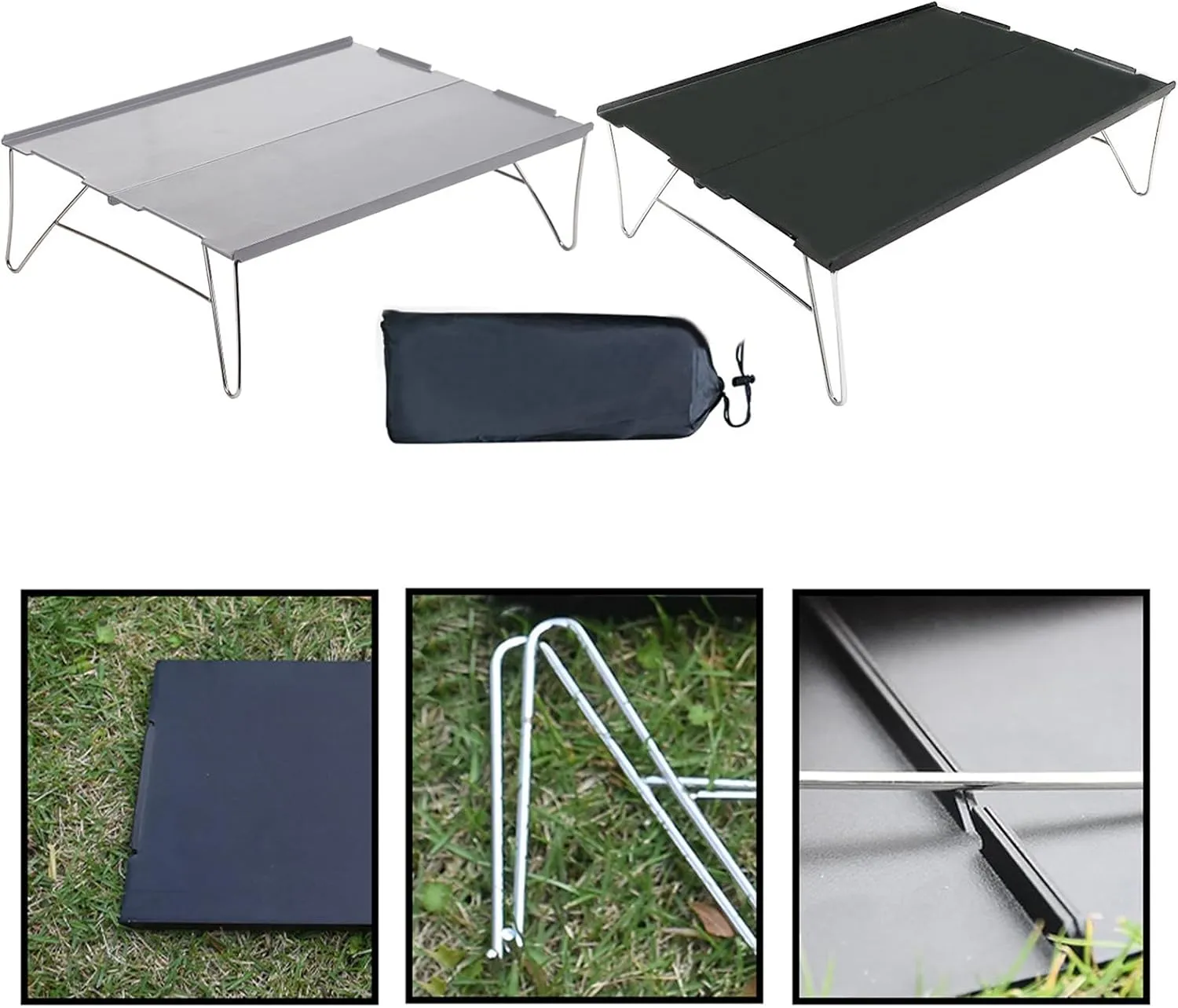 Portable Folding Table，Foldable Camping Table Camping Table Portable Folding Camping Side Table Aluminum Tables Waterproof Travel Table Fold up Lightweight Table/Grey/.35 * 25 * 10.5Cm