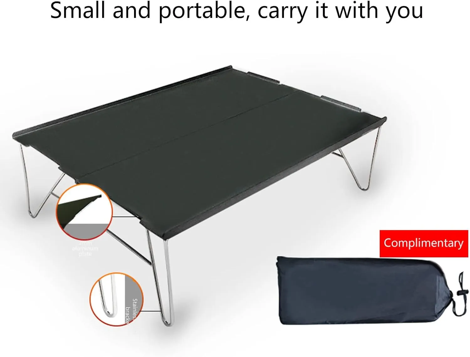 Portable Folding Table，Foldable Camping Table Camping Table Portable Folding Camping Side Table Aluminum Tables Waterproof Travel Table Fold up Lightweight Table/Grey/.35 * 25 * 10.5Cm