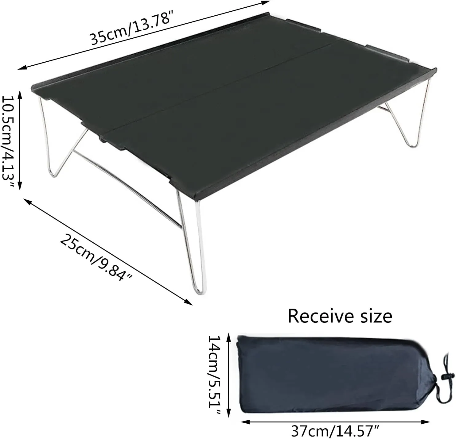 Portable Folding Table，Foldable Camping Table Camping Table Portable Folding Camping Side Table Aluminum Tables Waterproof Travel Table Fold up Lightweight Table/Grey/.35 * 25 * 10.5Cm