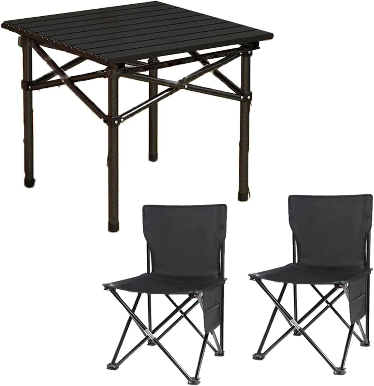 Portable Lightweight Folding Table and Seats, Folding Picnic Table with Chairs Set, Picnic Carbon Steel Family Table Chair Set with Storage Bag for Outdoor Garden