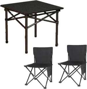 Portable Lightweight Folding Table and Seats, Folding Picnic Table with Chairs Set, Picnic Carbon Steel Family Table Chair Set with Storage Bag for Outdoor Garden