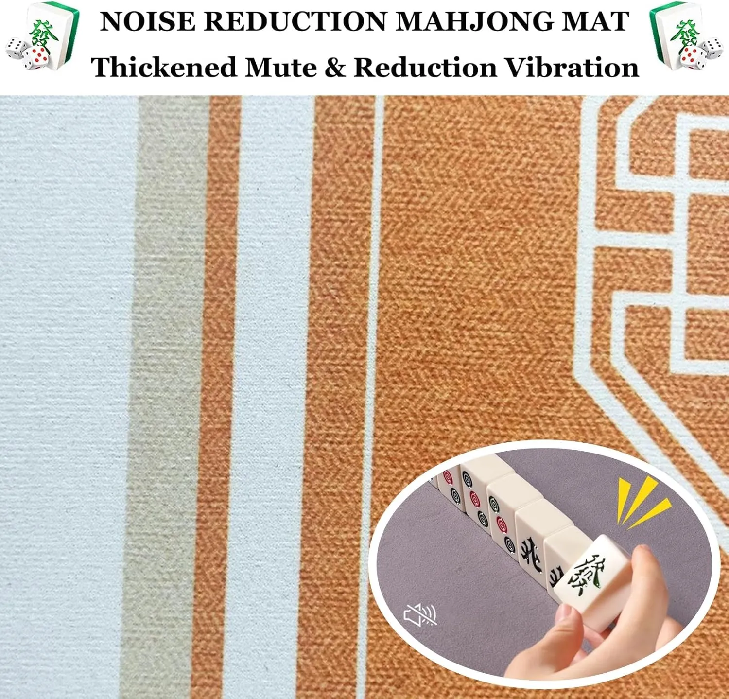 Portable Mahjong Table Mat with Travel Bag and 3 Dice, Anti Slip Noise Reduction Square Table Cover, Thickened Wear Resistant Gaming Mat(Blue,55.12x55.12 in)