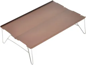 Portable Outdoor Hiking Folding Table, Aluminium Alloy Barbecue Picnic Dining Table, Durable Smooth Surface Camping Table-Brown