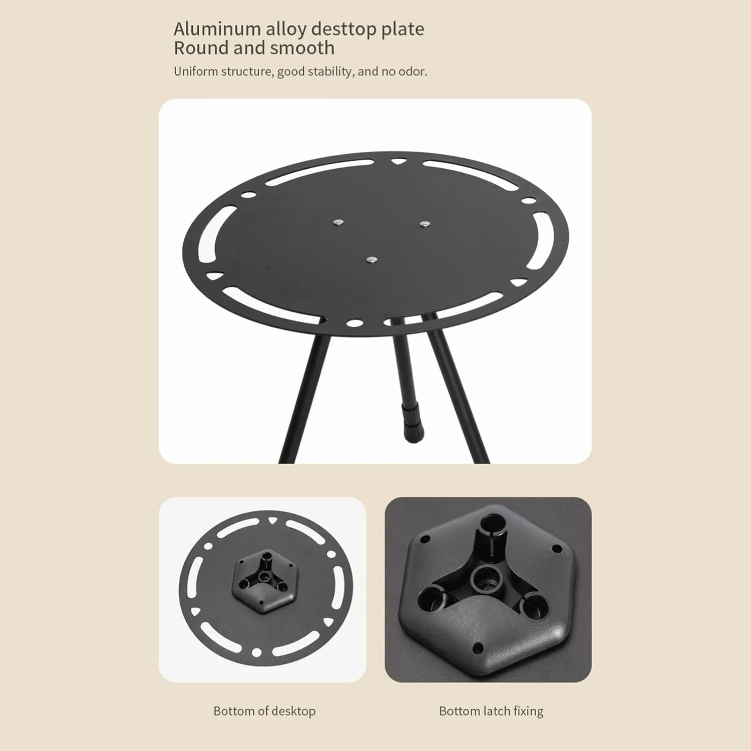 Portable Outdoor Side Table Aluminum Alloy Folding Round Table Lightweight Camping Table for Picnic Camp Coffee Travel