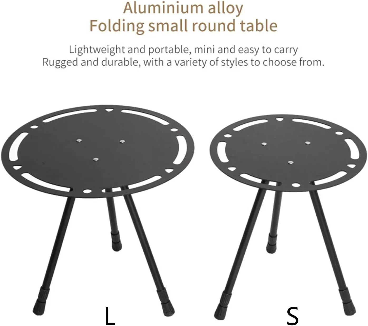 Portable Outdoor Side Table Aluminum Alloy Folding Round Table Lightweight Camping Table for Picnic Camp Coffee Travel